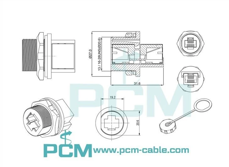 Panel Mount RJ45 Connector Waterproof