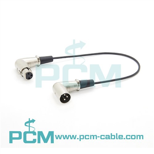 直角XLRオス-XLRメスケーブル