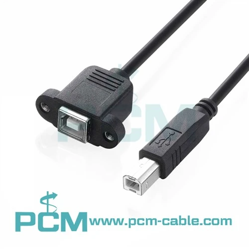 パネルマウント USB 2.0 タイプ B メス - オス ケーブル