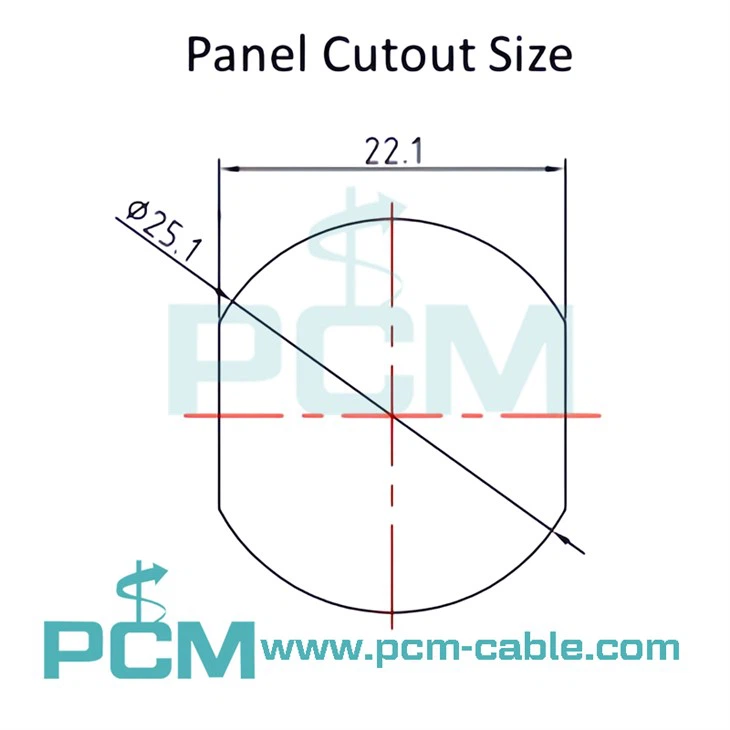 panel cutout size of Mini-C bulkhead feedthrough connector