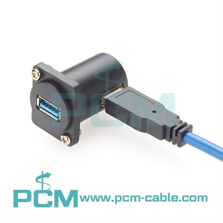 USB 3.0 Panel-Mount Connector D-Type Right Angle Coupler