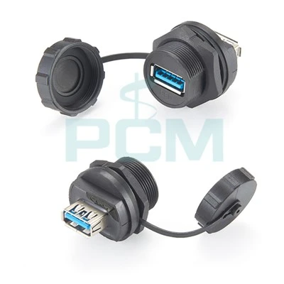 IP67 防水 USB 3.0 コネクタ USB メス - メス バルクヘッド コネクタ