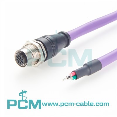 M12 B- コード付きメス パネル マウント Profibus ケーブル