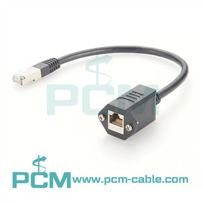 パネルマウントイーサネットRJ45 Cat6A Cat8延長ケーブル