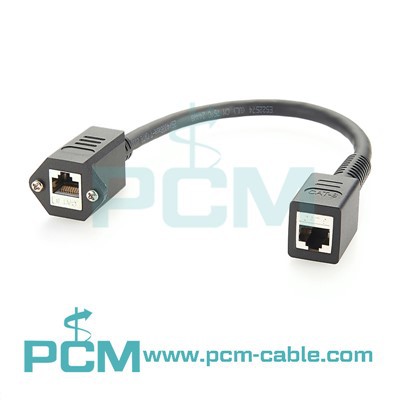 RJ45女性からメスのケーブル、ネジロックパネルマウント-Cat 8 40 gbps