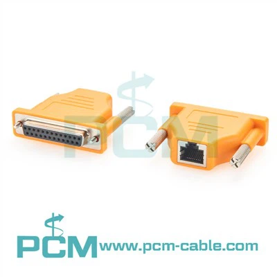 DB25 メス - RJ45 メス DCE アダプタ Cisco 互換 CAB-25AS-DCE CAB-500DCF